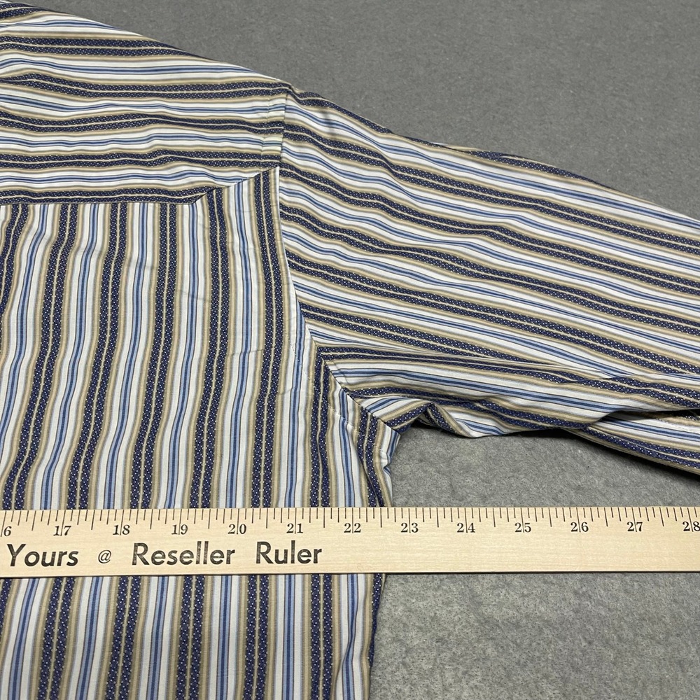 Robert Graham Shirt Mens Large Gray Striped Metallic Gold Embroidery Button Down - Picture 10 of 11